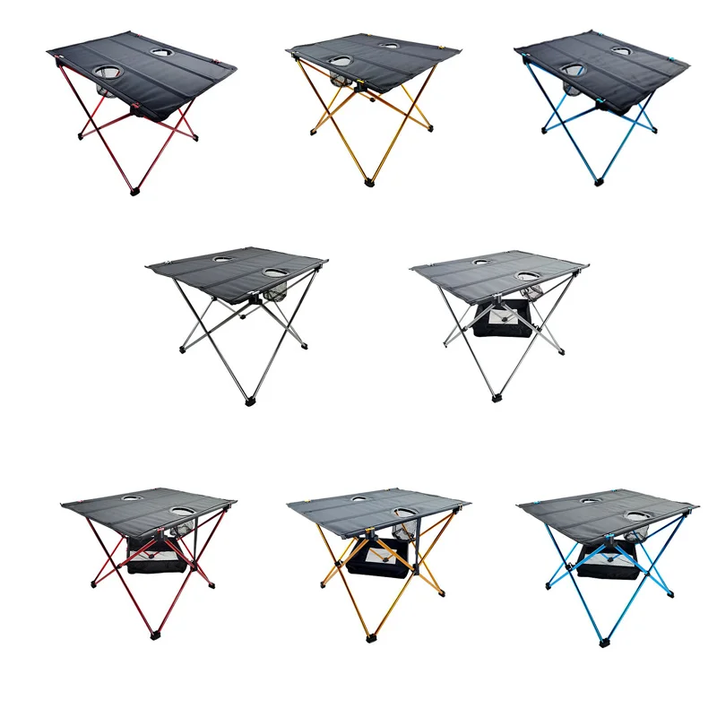 Lightweight Camping Table with Cup Holder & Aluminum Poles Portable Picnic Table Folding Camp Table for BBQ Hiking  Fishing