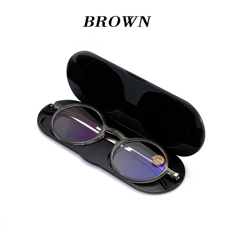 Mai Blume Anti-blau Lesebrille Dünne Protable Presbyopie Brillen Mit Fall Runde Brille Rahmen Für Männer Leser + 1,5 + 2 – Detail 11