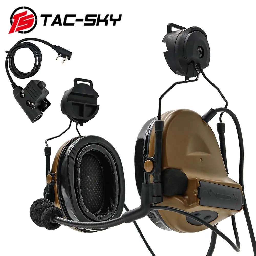 

TS TAC-SKY COMTA II Версия для тактического шлема ARC Rail Mount и адаптер U94 PTT для защиты органов слуха Электронная стрельба Охота