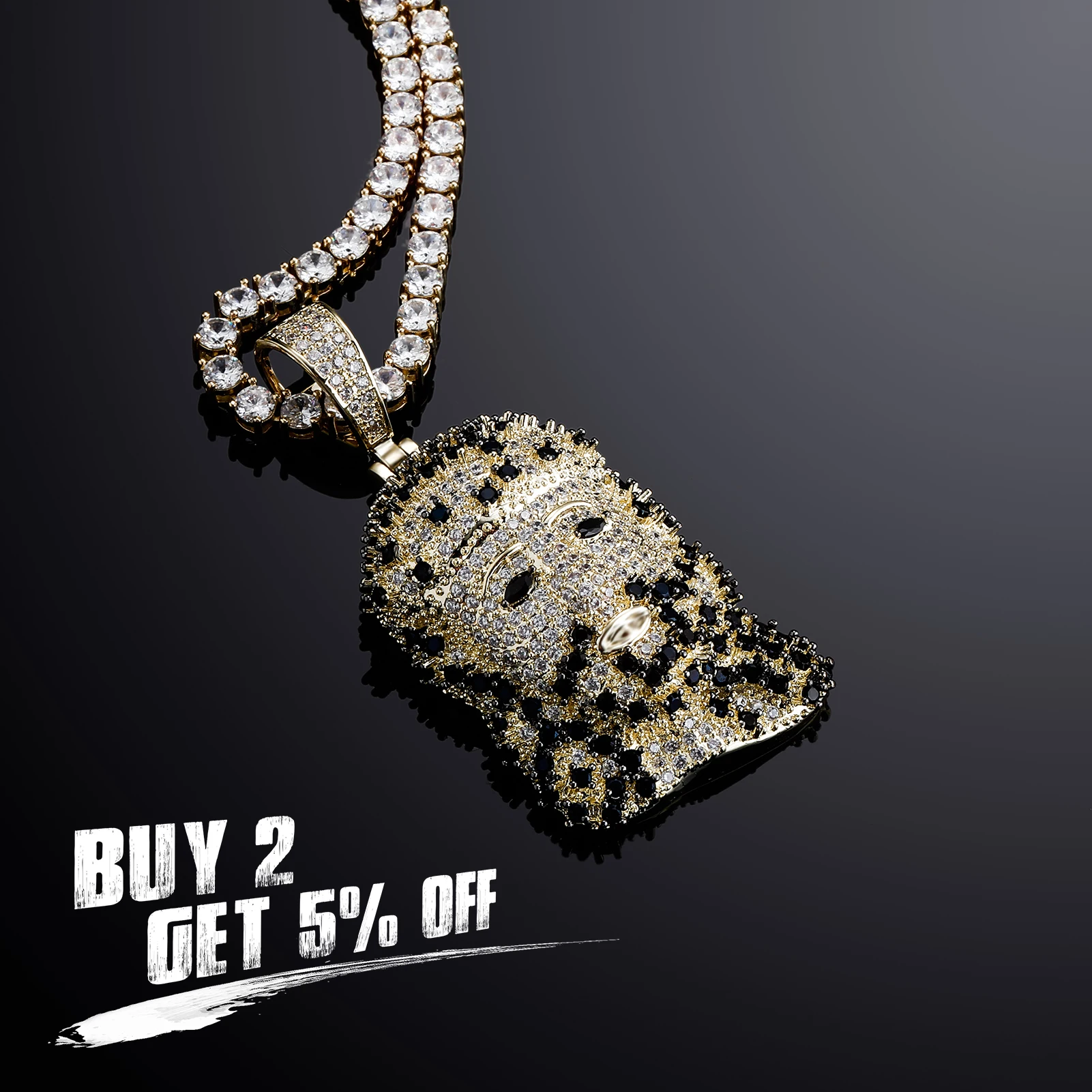 JINAO 2021 NEW Gift Christian Jesus Head Pendant High Quality Personality Iced Out AAA+ CZ Pendant&Necklace Jewelry For Gift