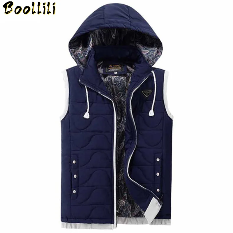 Cotton 2023 New Winter Vests For Men XXXL Red Coat Mens Thicken Casual Hooded Outerwear Male Bodywarmer Sleevless Jacket