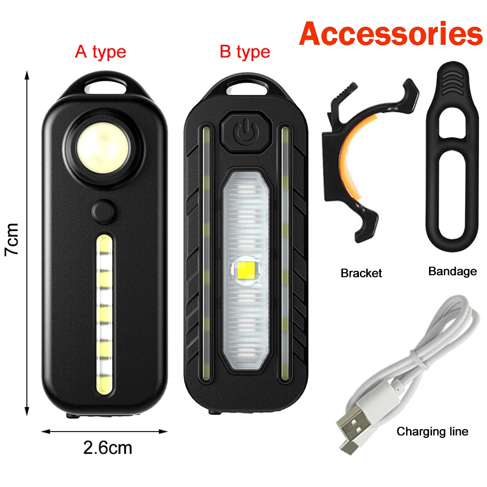 LED+SMD Clip Headlight USB Recharging Flashlight Bike Tail Light Red&Blue Warning Strobe Shoulder Waist Helmet Safety Work Lamp