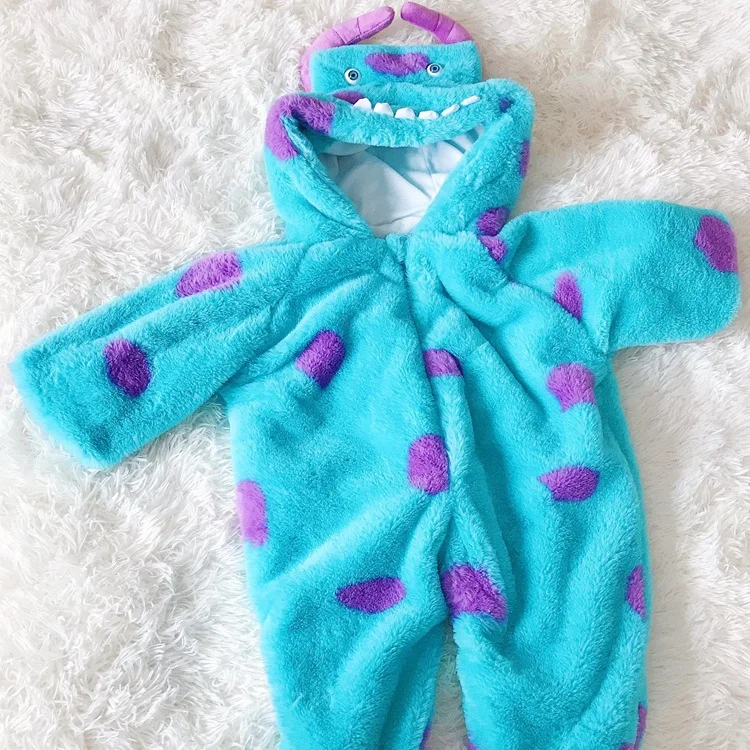 Disney baby romper Sullivan monster cartoon shooting suit children thick autumn winter clothes cute animal pajamas Monsters Inc