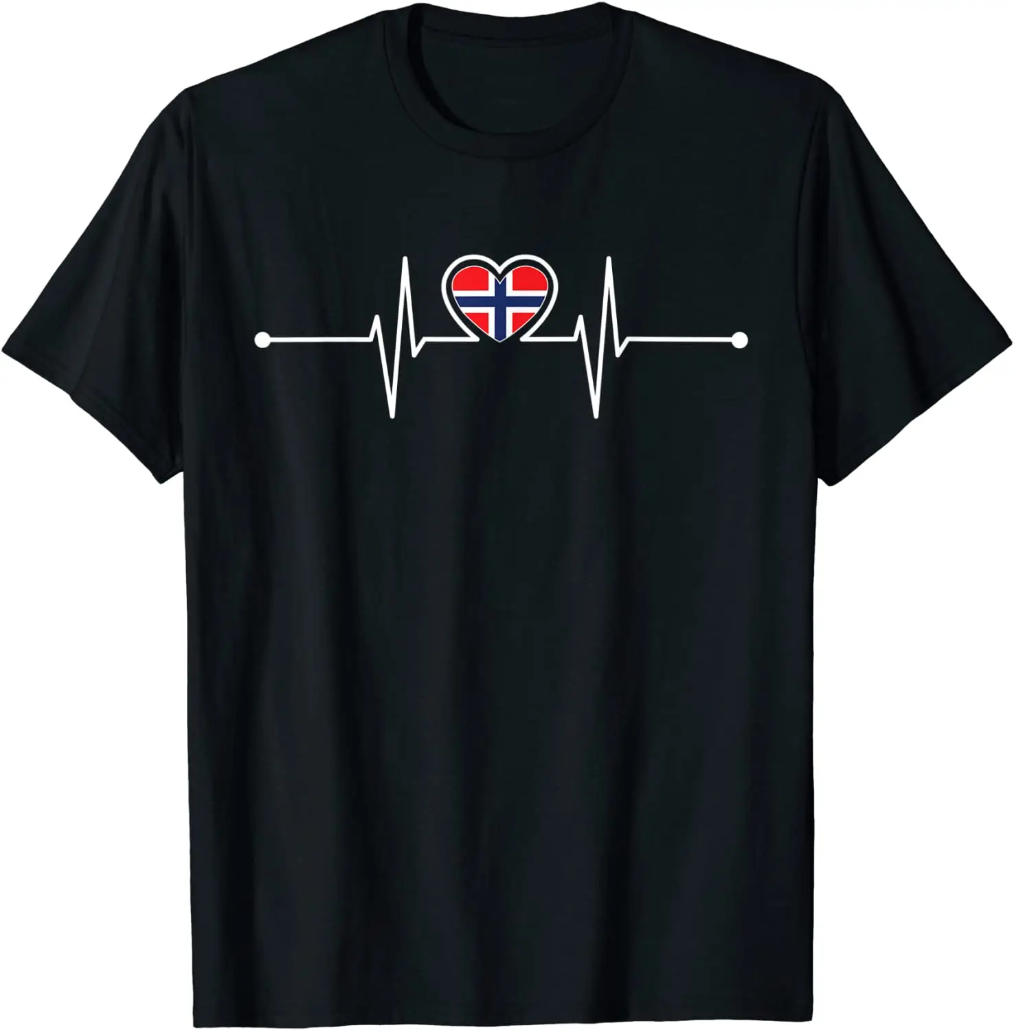 

Norway Heartbeat Norway Flag Norwegian Pride T-Shirt Short Casual 100% Cotton Husband and Wife Matching Outfits