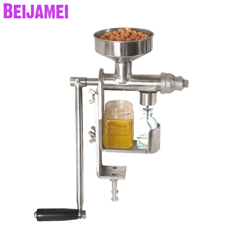 BEIJAMEI Manual Oil Press Machine Household Oil Extractor Peanut Nuts Seeds Oil Press Machine