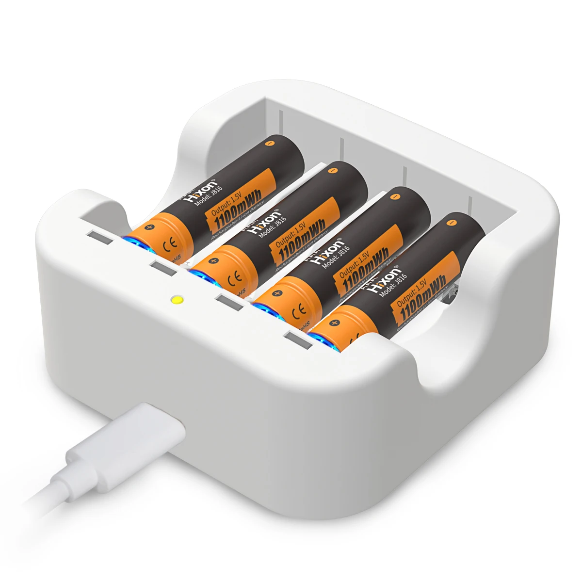 4pc 1100mWh 1.5V AAA Lithium Rechargeable Battery 4 Slot Charger, Constant Output 1200 Cycles Application: Wireless Mouse