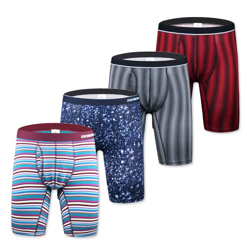 Men\'s Boxers Long Underwear Men\'s Boxer Pants Pure Cotton Anti Wear Leg Five Point Breathable High Elasticity Underwear