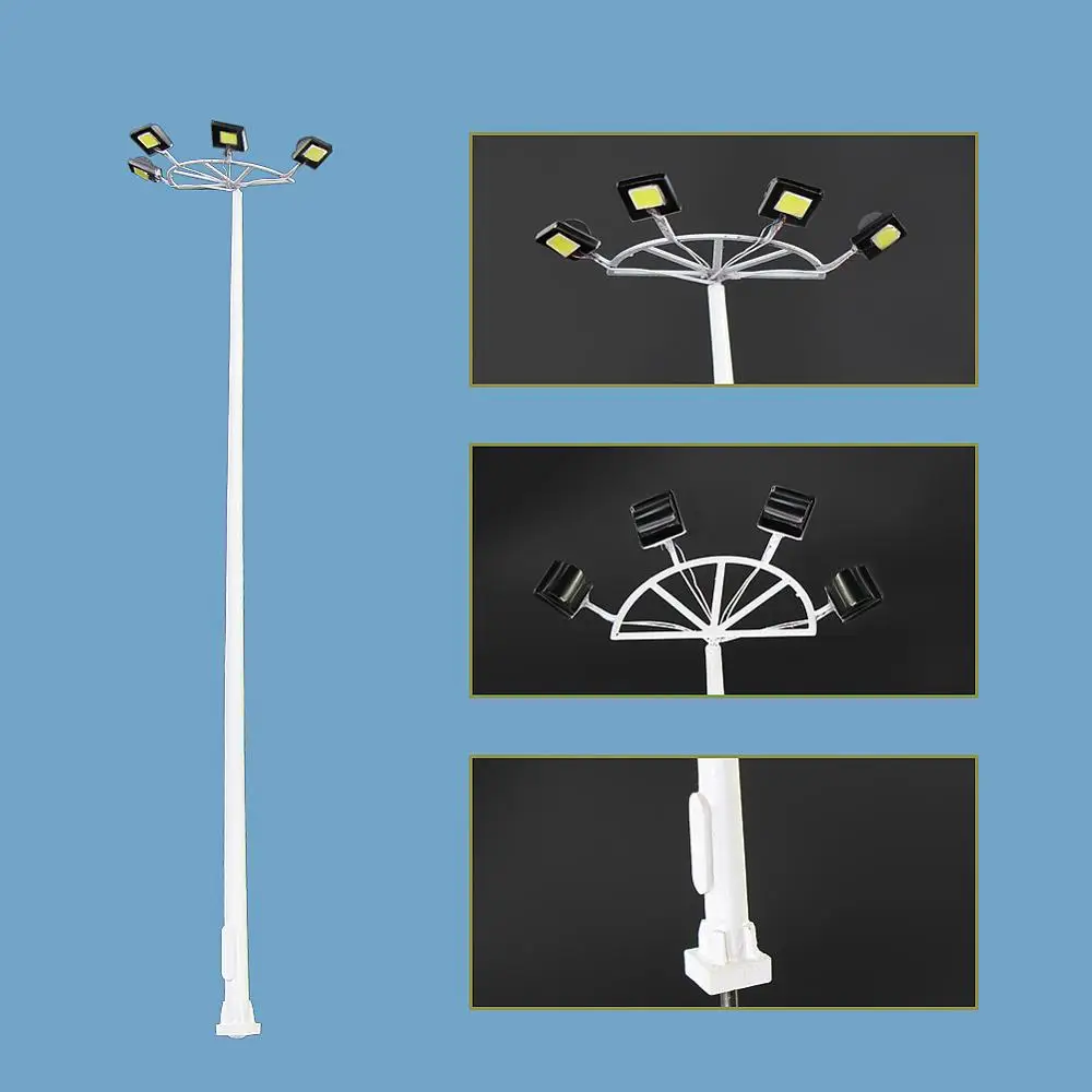 

4pcs HO N Scale Plaza Lamppost Playground Street Lights Bright White 4-Leds LSL12 Model Railway