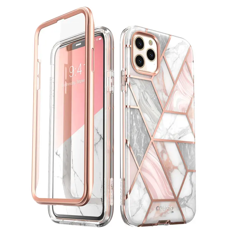 i-Blason For iPhone 11 Pro Max Case 6.5 inch (2019) Cosmo Full-Body Glitter Marble Bumper Case with Built-in Screen Protector