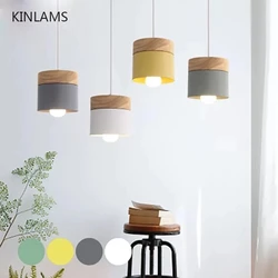 Modern Pendant Lights Nordic Wire Chandelier Wood Iron Colorful LED Hanging Lamp Restaurant Coffee Bedroom E27 Indoor Light