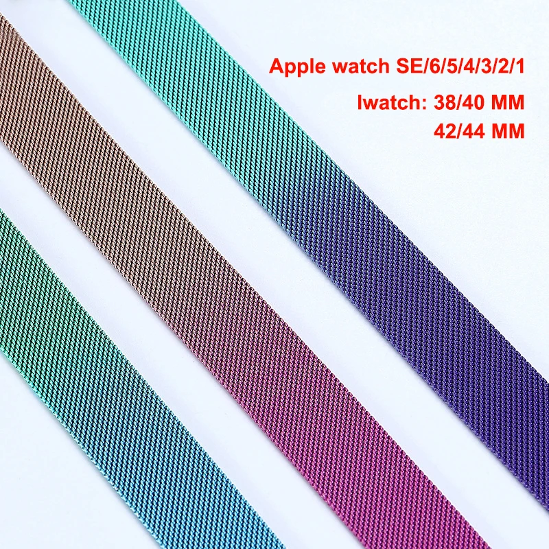 Correa de acero inoxidable para Apple Watch, pulsera Milanesa De 38/40 MM para iWatch Series 1, 2, 3, 4, 5, SE y 6, 42/44 MM