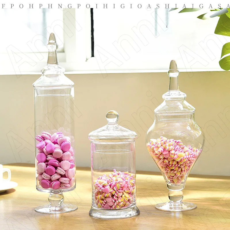 

Tall Feet Clear Glass Bottle Creativity European Wedding Decoration Ornaments Coffee Table Candy Snacks Storage Jar with Lid