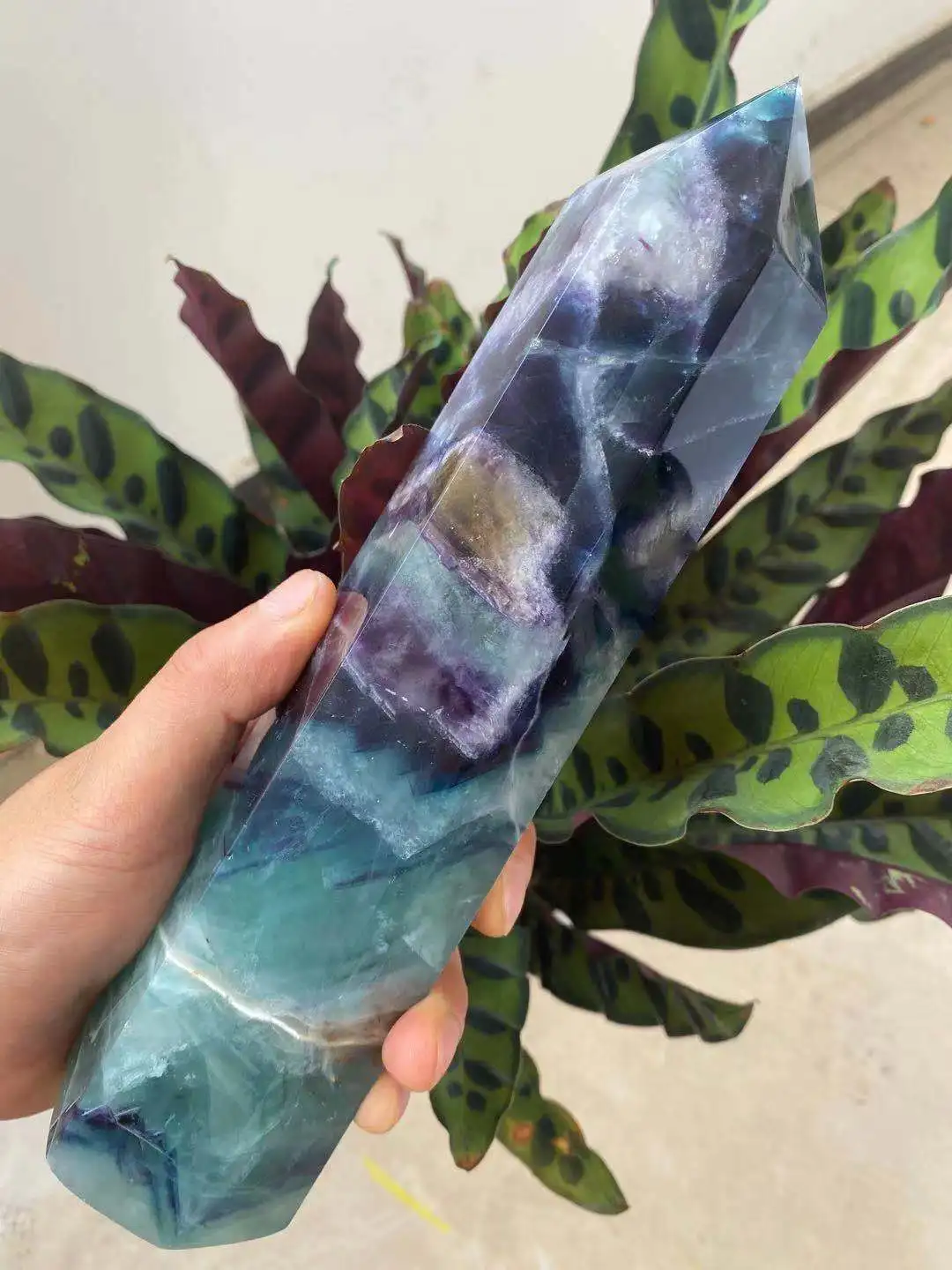 Rare Natural Fluorite Quartz Obelisk Crystal Rod Reiki Healing 1800-1900g