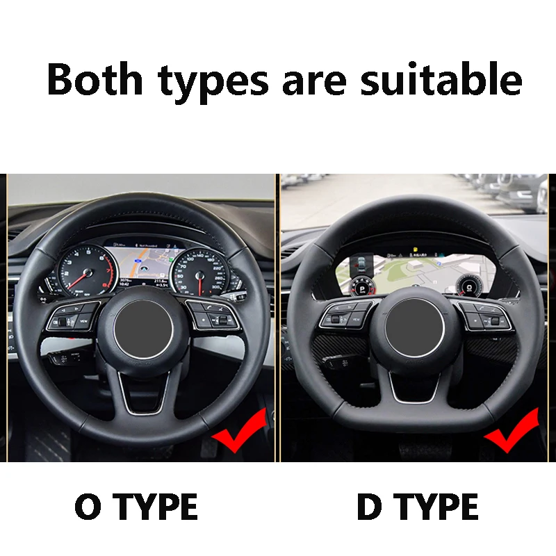 38cm Car Genuine Leather Steering Wheel Braid Cover Hand-stitched Soft Non-slip Auto Interior Accessories