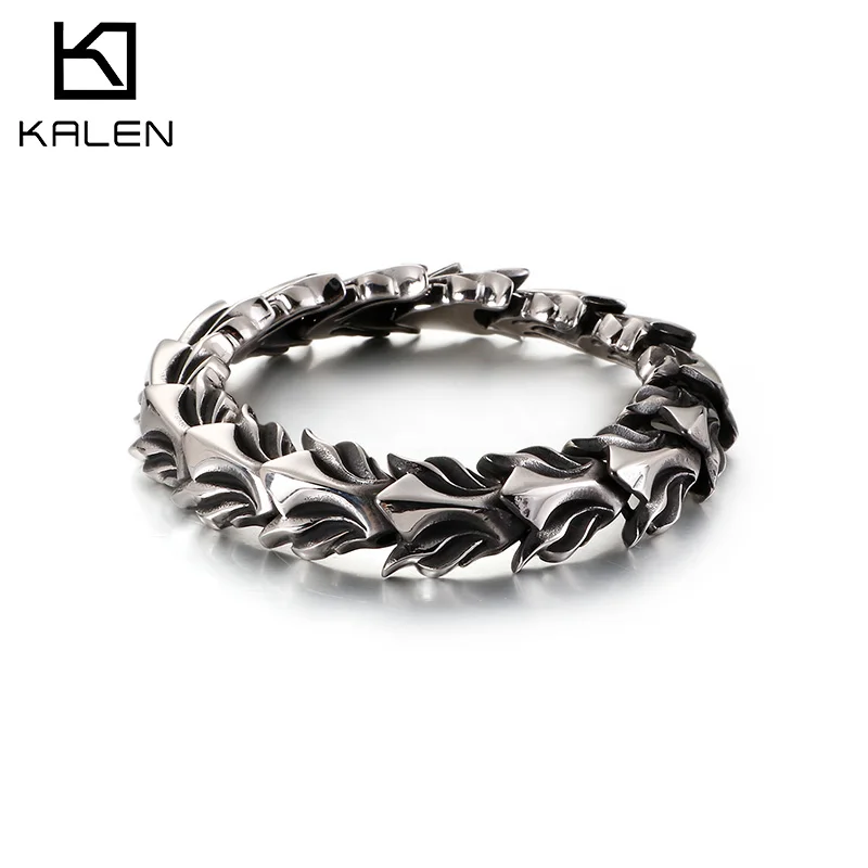 

KALEN Punk Stainless Steel Arrow Shaped Charm Bracelet Men 22cm Link Chain Pulsera Masculina Biker Jewellry 2020