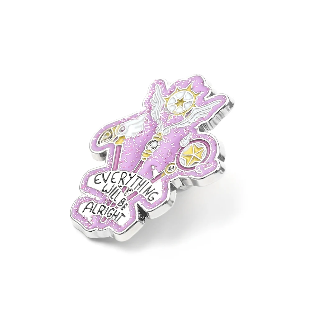 Everything Will Be Alright Enamel Pin Card Captor Sakura Invincible Spell Brooch Magic Wand Badge Beautiful Inspirational Brooch