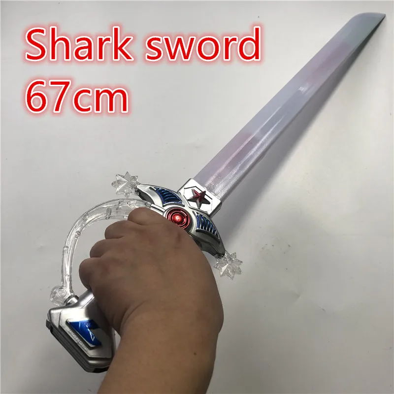 67cm eletronic sabre de luz indução tubarão espada piscando cutlass simulação plástico luz brinquedos espada crianças cosplay adereços