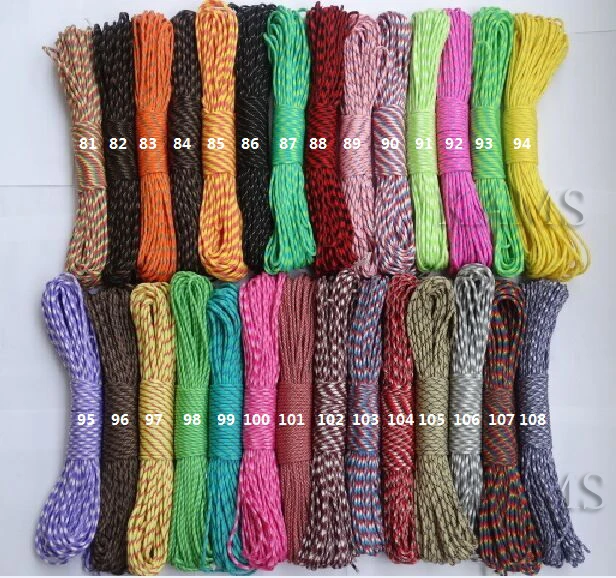 1pcs 550 Paracord Parachute Cord Lanyard Mil Spec Type III 7 Strand Core 100 FT 28 Colors for Climbing Camping Buckle Bracelet