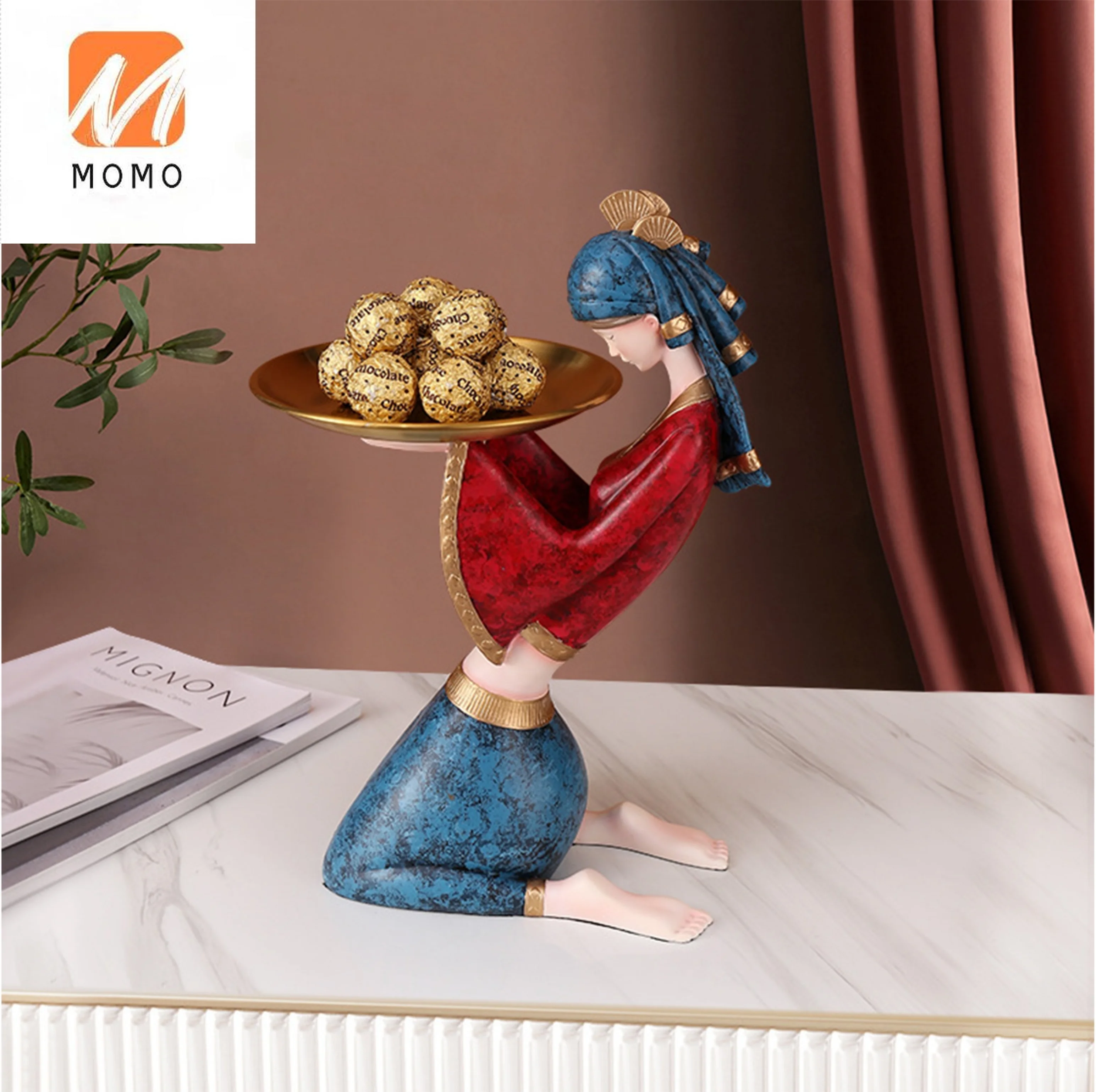 Resin Girl Statue for Home Decoration,Tower, Cup, Jewelry Holder, Fruit Snack Serving Tray, Anniversary, Birthday Gifts