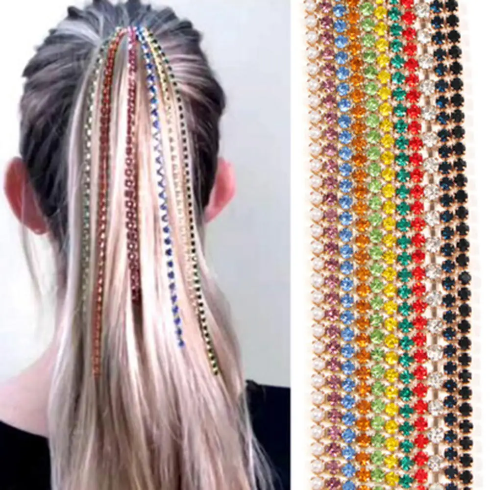 Fashion Barrettes Chaine New Wig Extension Chain Rhinestone Plated Fringe Hair Chains Headdress Chain Clips hair style Tools