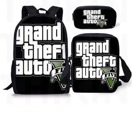 Grand Theft Auto Printing Backpack For Teenage Boys Girls Student Fashion 3 PCS/SET School Bags GTA V Children Daily Bags