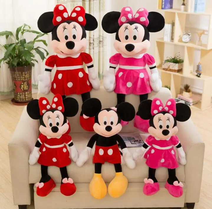 Mickey e Minnie de pelúcia recheados para crianças, bonecas de alta qualidade, presentes de aniversário e casamento para crianças, bebê, venda quente, 20 cm, 40 cm, 50cm