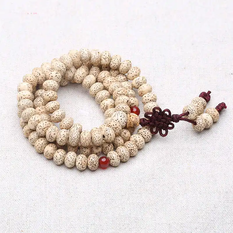 Beige Star Moon Lotus Bodhi Beads Bracelets Buddhist 108 Bodhi Beads Prayer Mala BRO854