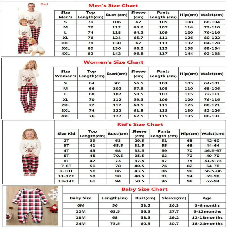 Family Christmas Matching Pajamas Set Mom Father Kids Baby Family Matching Clothes Xmas 2PCS Sets Men Women Size Plus SizeS-4XL