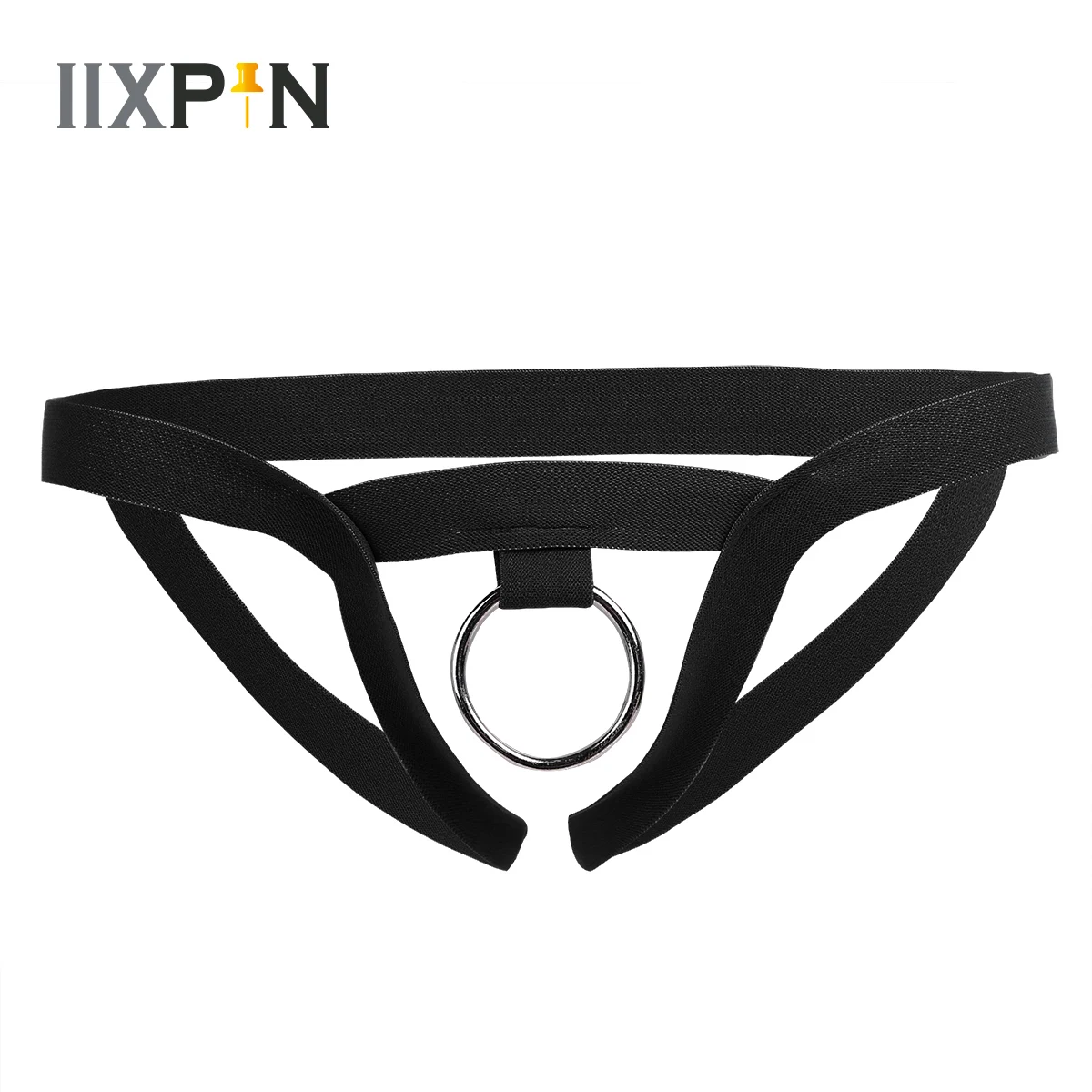 

Sexy Male Mens Nylon Lingerie Crotchless Open Back and Hollow Out Jockstrap Low Rise Bikini G-string Underwear with Metal O-Ring