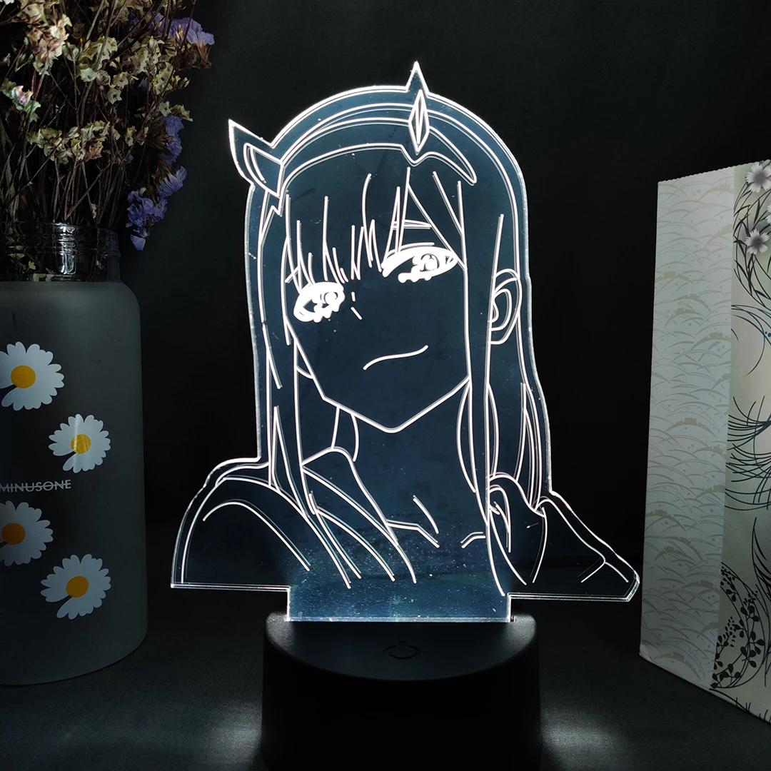 7 Color Acrylic Lamp Anime Darling Zero Two Figurine Nightlight Kawaii 02 Darling Room Decor Aesthetics Cute Gift Lightings