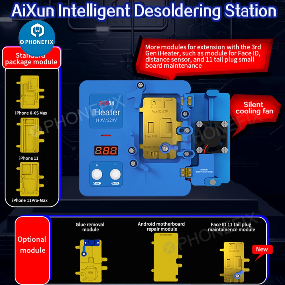 JC Iheater Double Layers Board Pre-heating Soldering Rework Station for IPhone 14 13 12 Pro X XS Motherboard Desoldering Repair