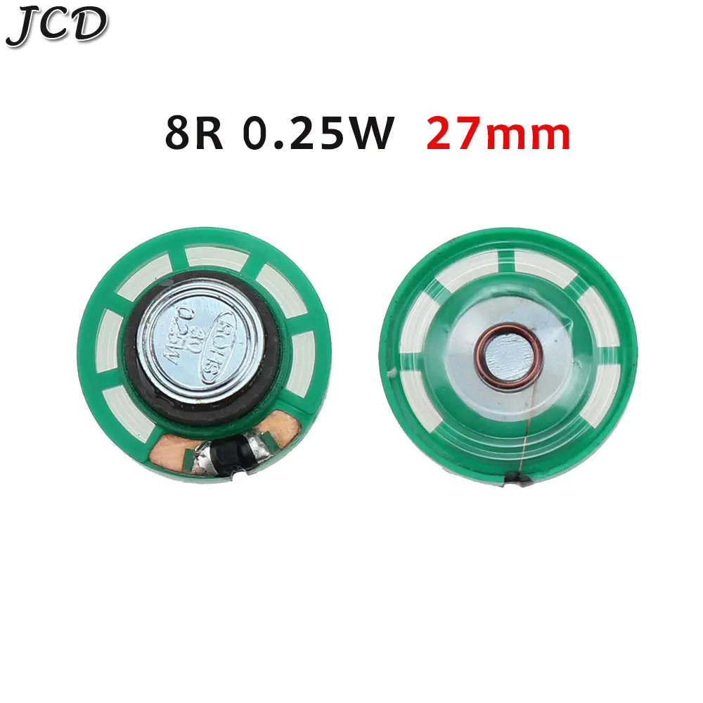 JCD 1Piece New Green Ultra-thin Mini speaker 32 16 8 ohms 0.25 watt 0.25W 32R 16R 8R  speaker Diameter 27MM 2.7CM