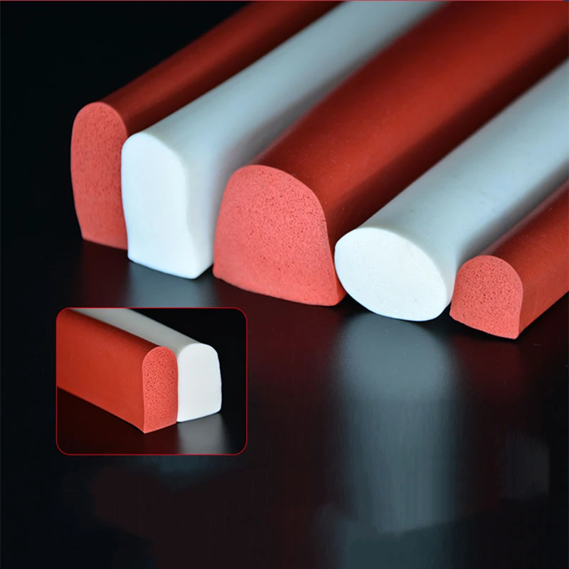 Silicone Foam Hollow D-Shape Seal Strip for Door, Window, Car, and Machine Insulation | Weatherproof & Heat Resistant, Red White