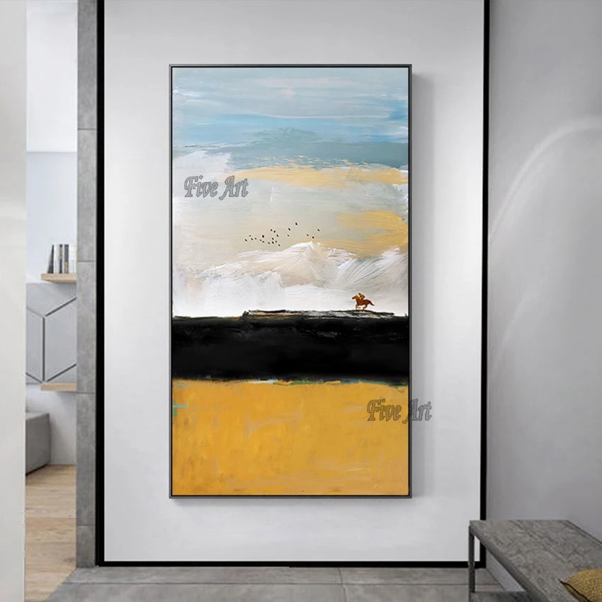 

Newest China Import Item Decoration For Home Prairie Abstract Landscape Oil Painting Framless Wall Art Picture For Hotel