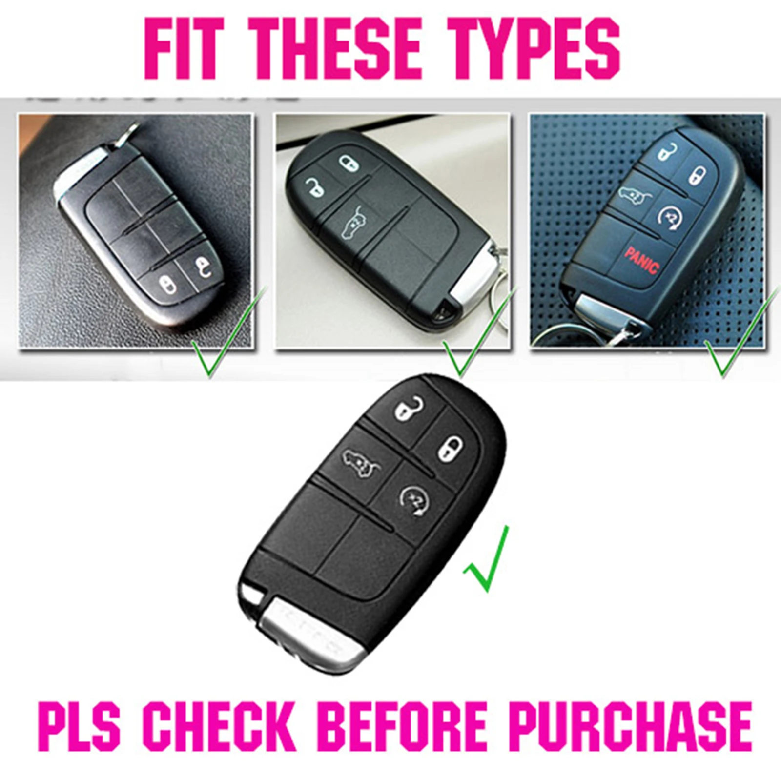 Silicone Key Case Cover For Dodge Ram Charger Journey Durango Jeep Grand Cherokee Renegade Chrysler  Keyless Fob Shell Holder