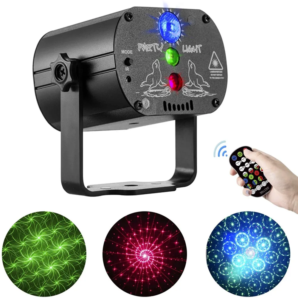 

RGB LED Stage Light With 60 Patterns Mini Remote Control Party Lights Strobe Laser Lamp For Wedding Party DJ Disco Decoration