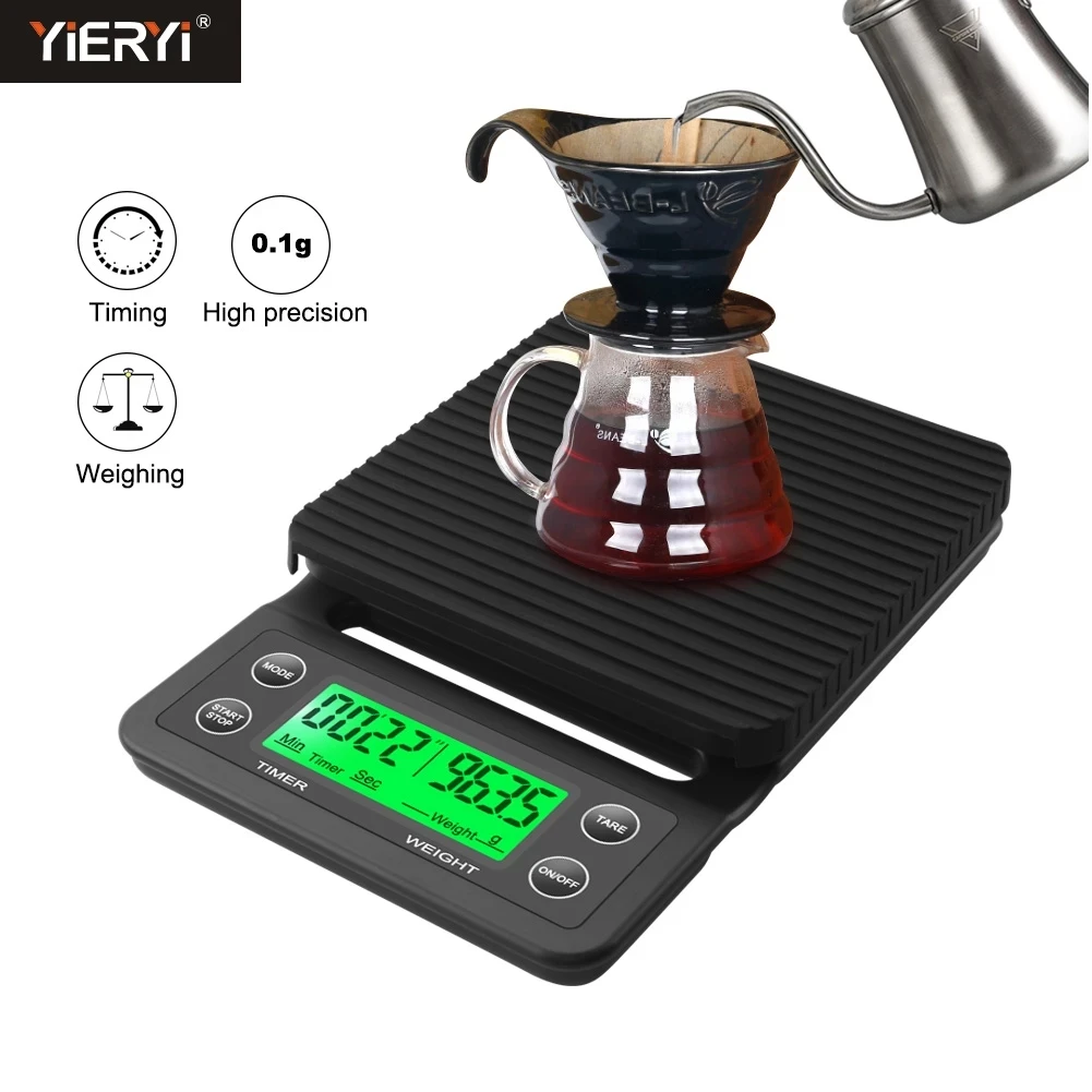 

3kg/0.1g 5kg/0.1g Drip Coffee Scale With Timer Portable Electronic Digital Kitchen Scale High Precision LCD Electronic Scales