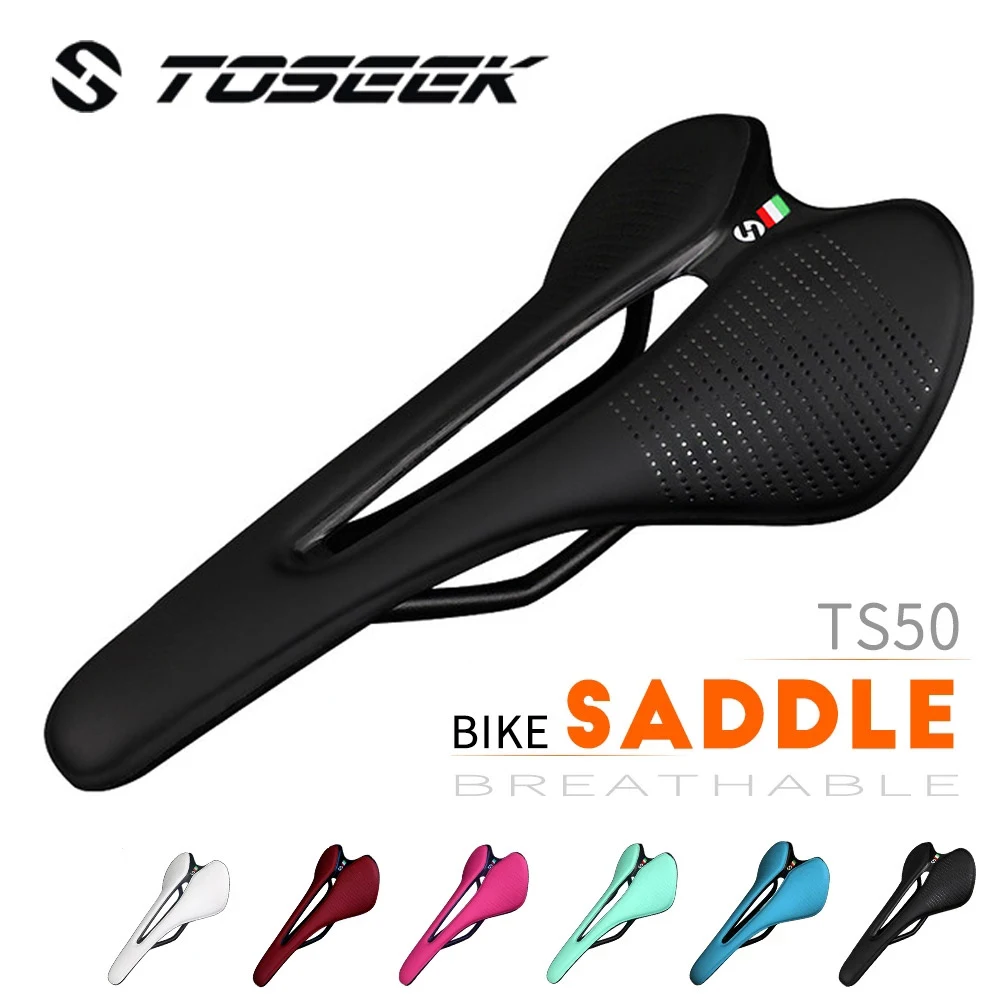 

TOSEEK MTB Saddle Road Bike Ultralight Racing Seat Breathable Comfortable Seat ergonomic Design Cushion narrow and small Saddle