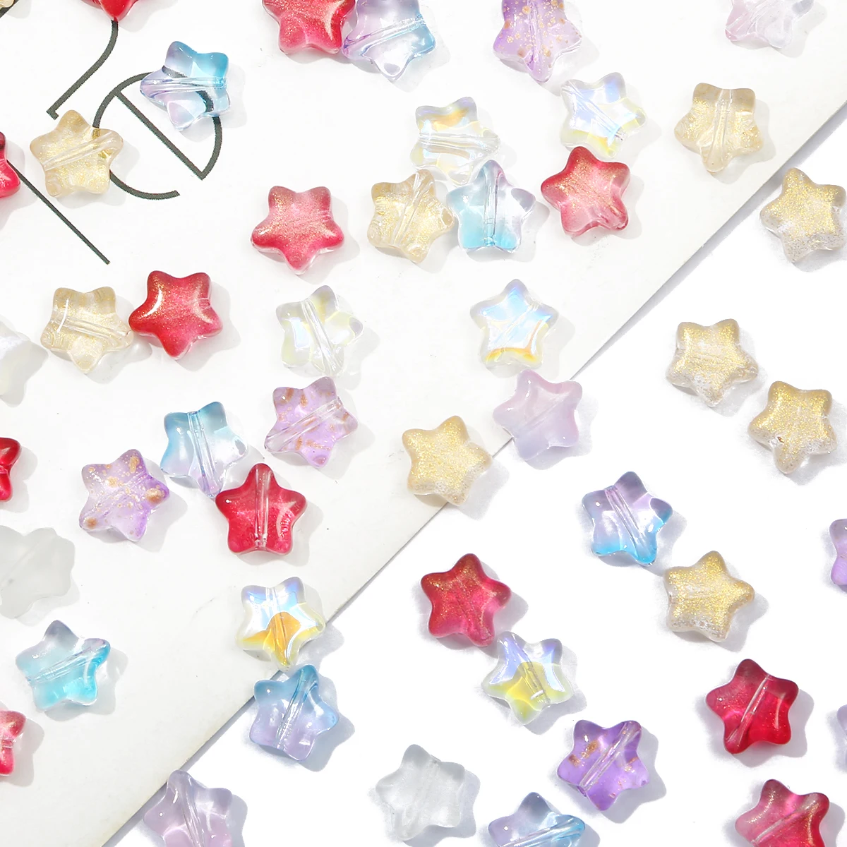NEW 10pcs Five-pointed Star Acrylic Beads Czech Loose Glass Beads For Jewelry Making Handmade Necklace Bracelet Diy Accessories