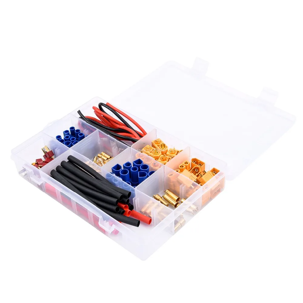 76 Stück T-Stecker / XT60 / XT90 / EC3 / EC5 Stecker und Buchse, Adapter-Anschlüsse, Silikondraht und Schrumpfschlauch-Set für RC-Car/Rahmen – Detail 8