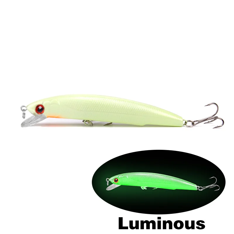 1Pcs 12cm 17g 3D Luminous Night Fishing Baits Minnow Lure with Isca Artificial Hard Crankbaits Bass Pike Carp Fishing