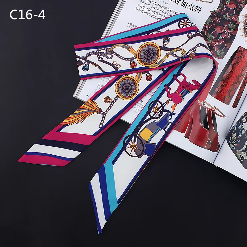 2022 Spring New Carriage women\'s Fashion Decoration Twill Small Silk Scarf Versatile Binding Bag Handle Ribbon Hair Band