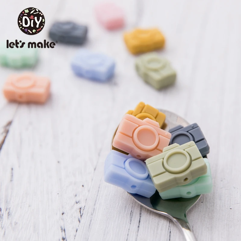 

Let's Make 100PCS Baby Silicone Teething Toys Food Grade Chew Toy Cartoon Teether Necklace Accessorie Camera Silicone DIY