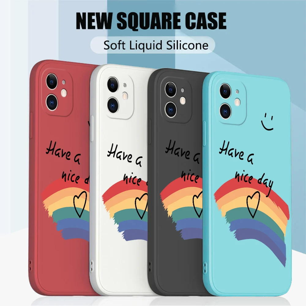 For Samsung Galaxy M30S M31 M60S M51 M62 M11 M12 M21 Cartoon Rainbow Pattern Soft Silicone Camera Protection Full Case Cover