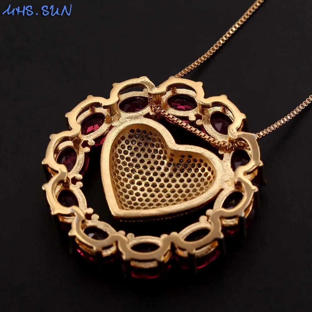 MHS.SUN Valentine\'s Day Jewelry Set Zircon Heart Pendant Necklace Luxury AAA CZ Stud Earrings For Women Choker Lover Gift