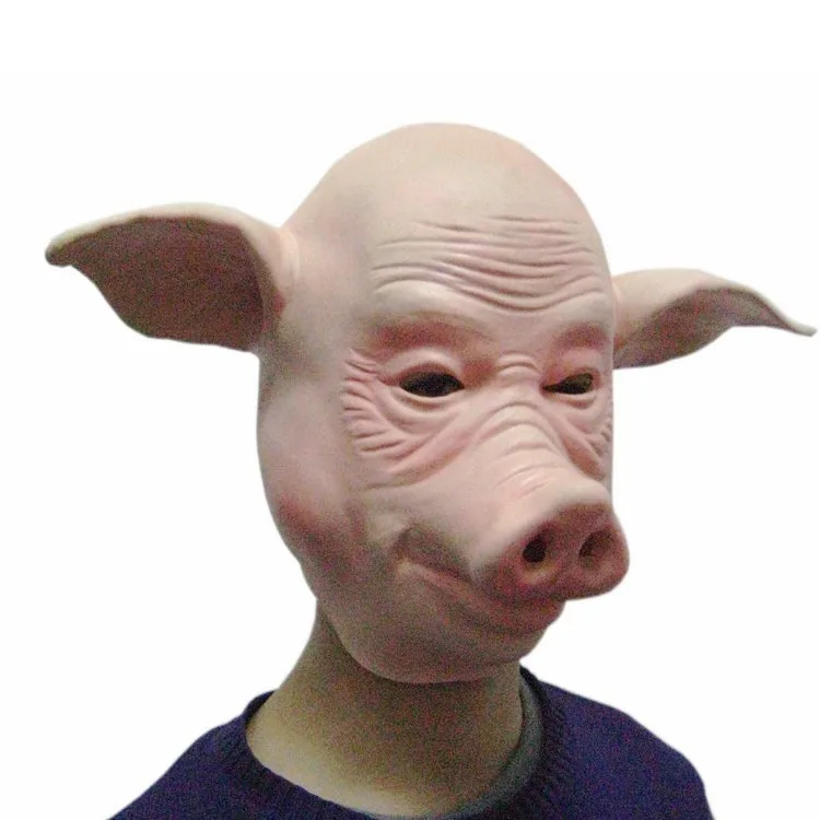 Latex Halloween Party Cosplay Masquerade Realistic Masks Full Face Animal Funny Pig Head Mask Lifelike Decor Mask