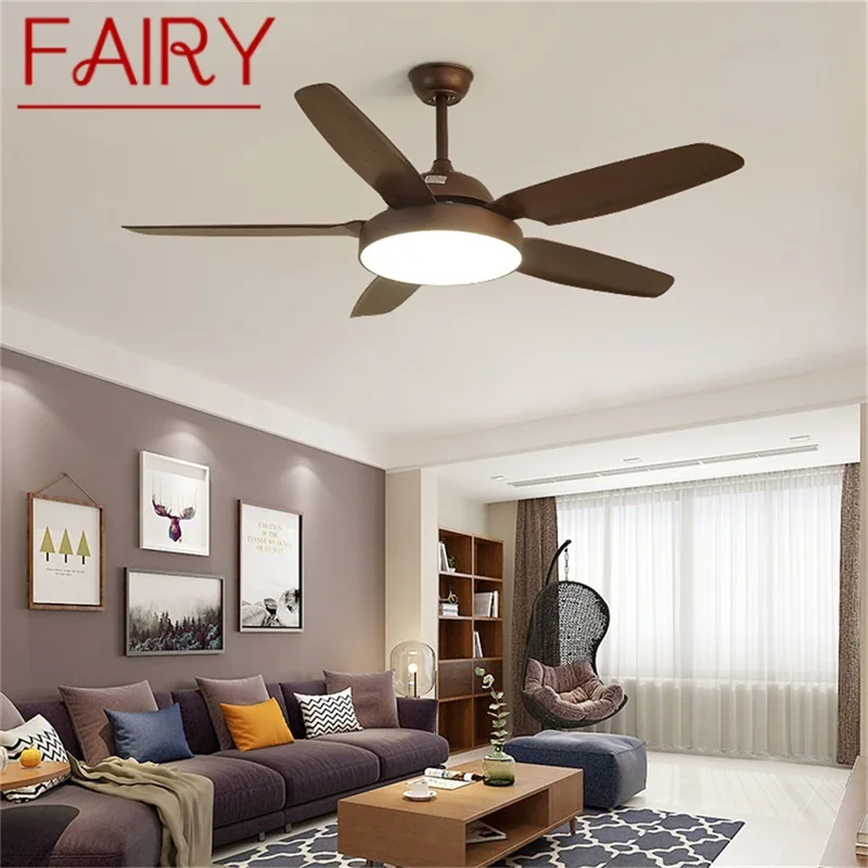 FAIRY Retro Simple Ceiling Fan Light Remote Control with LED 52 Inch Lamp for Home  Living Dining Room