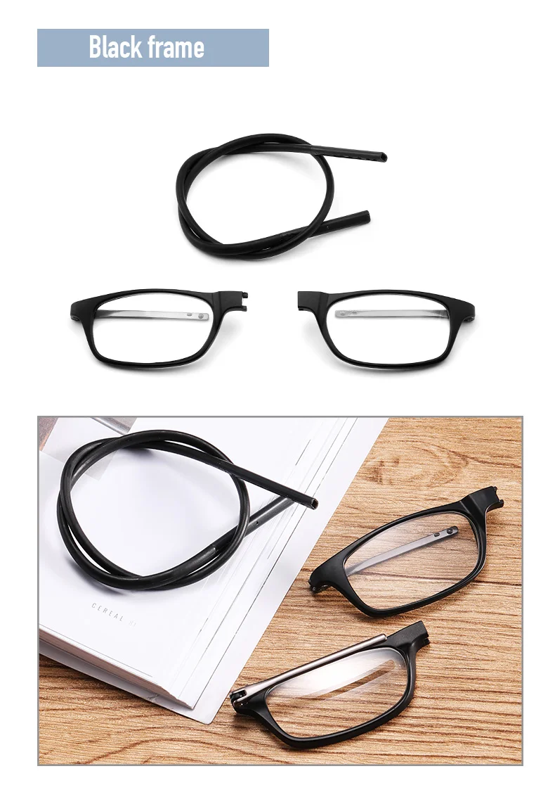 LIBOGX Portable hanging neck reading glasses for men and women can telescopic magnet glasses against +2.00 +2.50 +3.00 +1.50