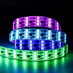 WS2811 adresowalny DC12V 144 diody led/48 pikseli/m RGB kolor marzeń zmiana UCS1903 WS2811 trzech wierszy pasek pikseli led RGB