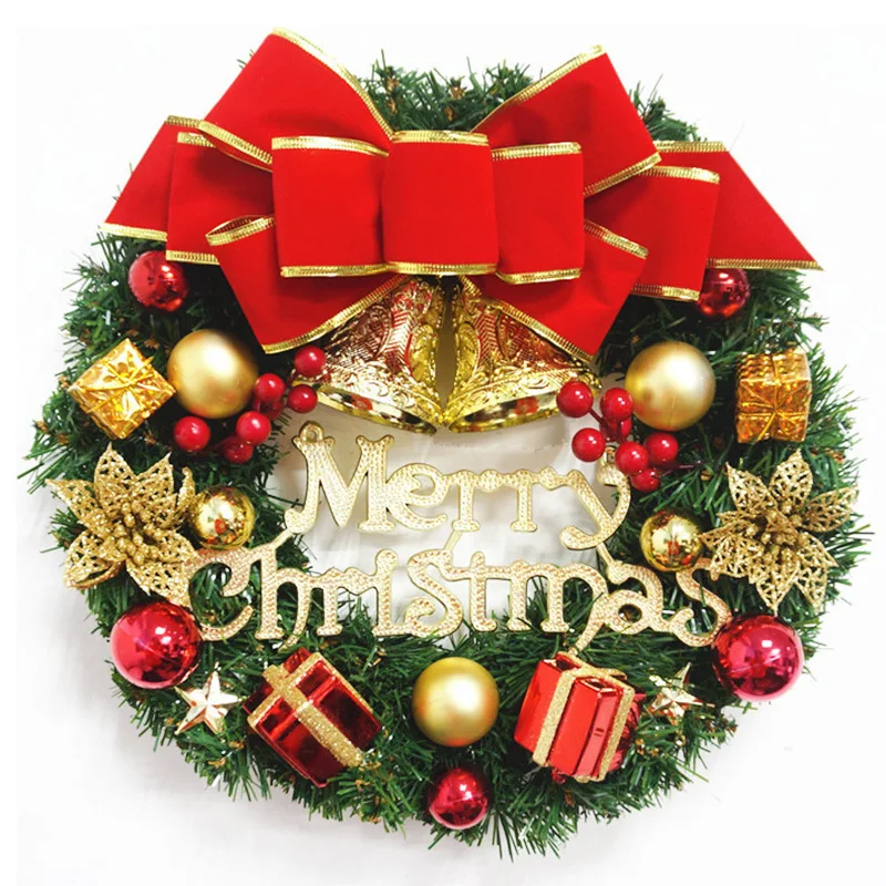 

Christmas Wreath Merry Christmas Front Door Ornament Wall Artificial Pine Garland Party Decoration for Indoor and Outdoors